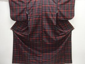 格子織り出し米沢紬着物アンサンブル